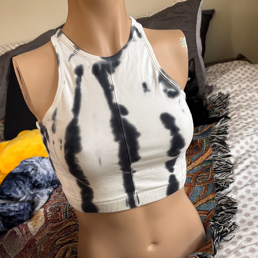 Champion Blue and White Tie-Dye Crop Top